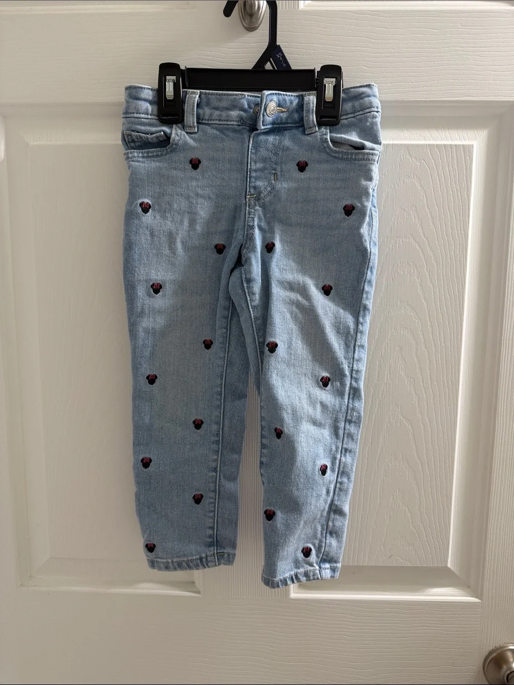 Disney Light Blue Denim Jeans with Red Heart Embroidery